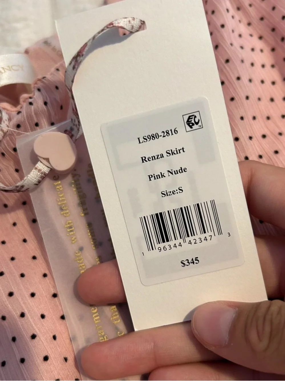 LoveShackFancy Blush Pink Polka Dot Ruffle Mini Skirt - Picture 2 of 4